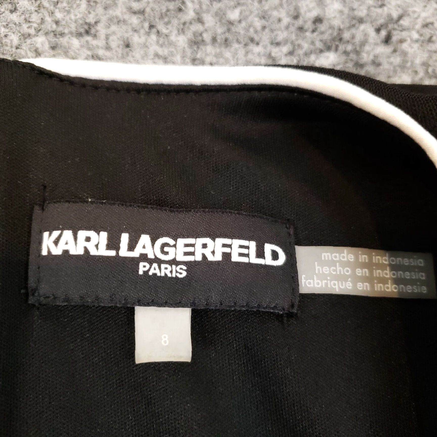 Karl Lagerfeld VINTAGE Karl Lagerfeld Dress Womens 8 Black Midi Shift Long Sleeve Ruffle Size M / US 6-8 / IT 42-44 - 5 Thumbnail