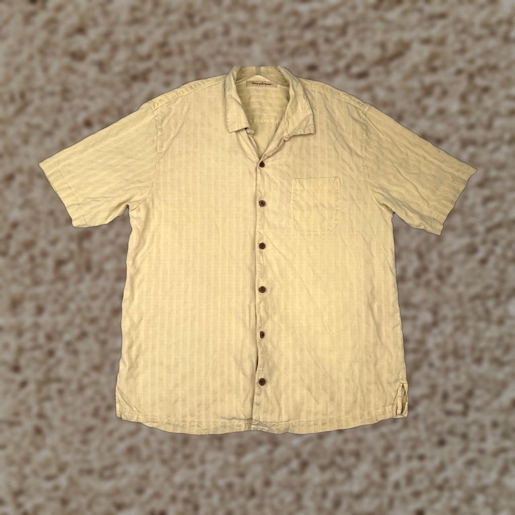 Tommy Bahama Tommy Bahama Shirt Men Extra Large Ywllow Stripe Button Up Silk Hawaiian READ Size US XL / EU 56 / 4 - 1 Thumbnail