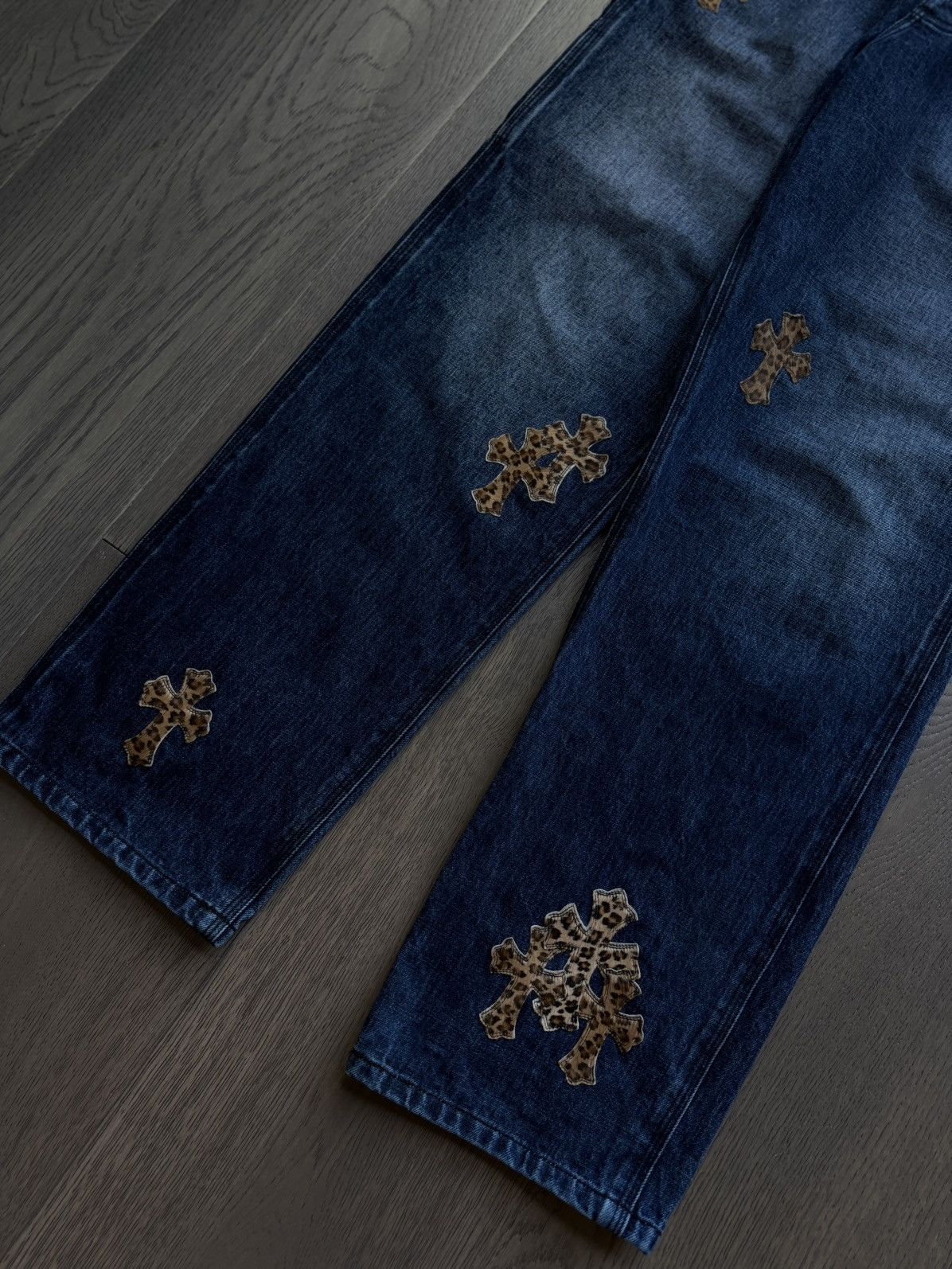 Chrome Hearts Chrome Hearts Turbo Diesel Cheetah Cross Patch Blue Jeans Size US 32 / EU 48 - 3 Thumbnail