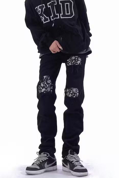 image of Mens Skinny Jeans Street, Black Hole Slim Fit (Size 32)