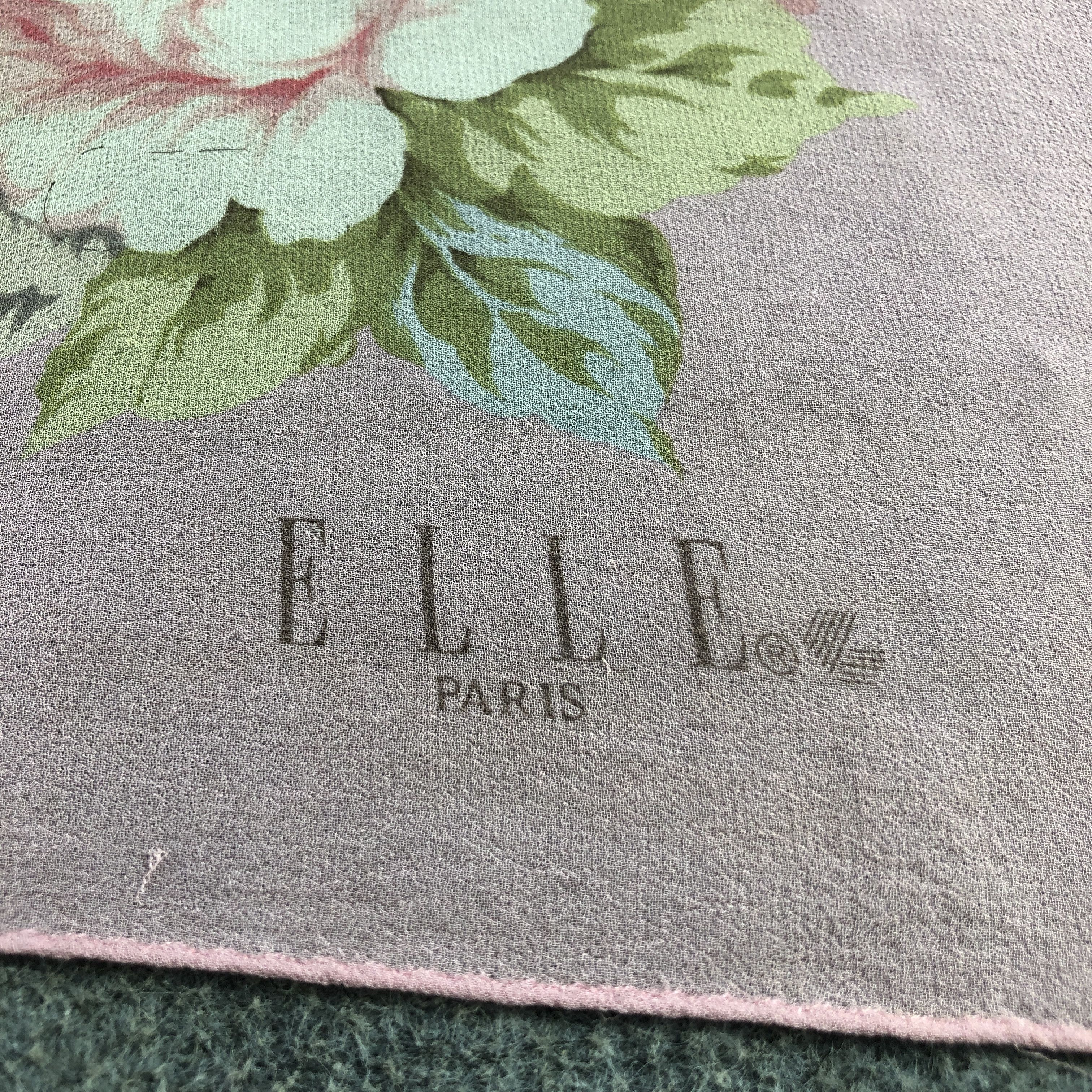 Vintage Elle Floral Silk Scarf M1349 Size ONE SIZE - 4 Thumbnail