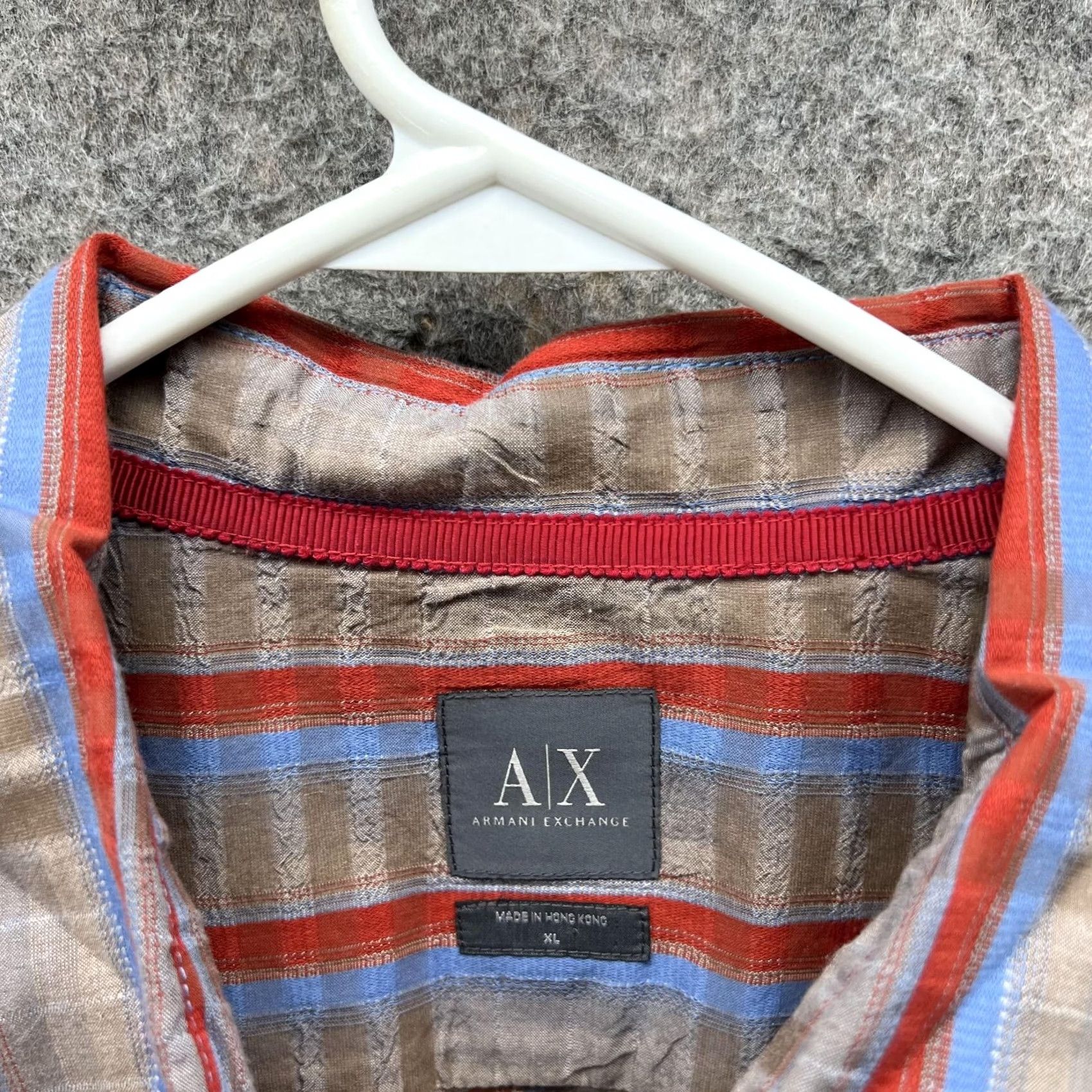 Armani Exchange VINTAGE Armani Exchange Shirt Mens XL Blue Men Beige Casual Button Down Striped Vtg Size US XL / EU 56 / 4 - 6 Thumbnail