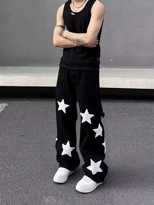 Japanese Brand × Jean High street star embroidered micro-flare straight jeans Size US 32 / EU 48 - 4 Thumbnail