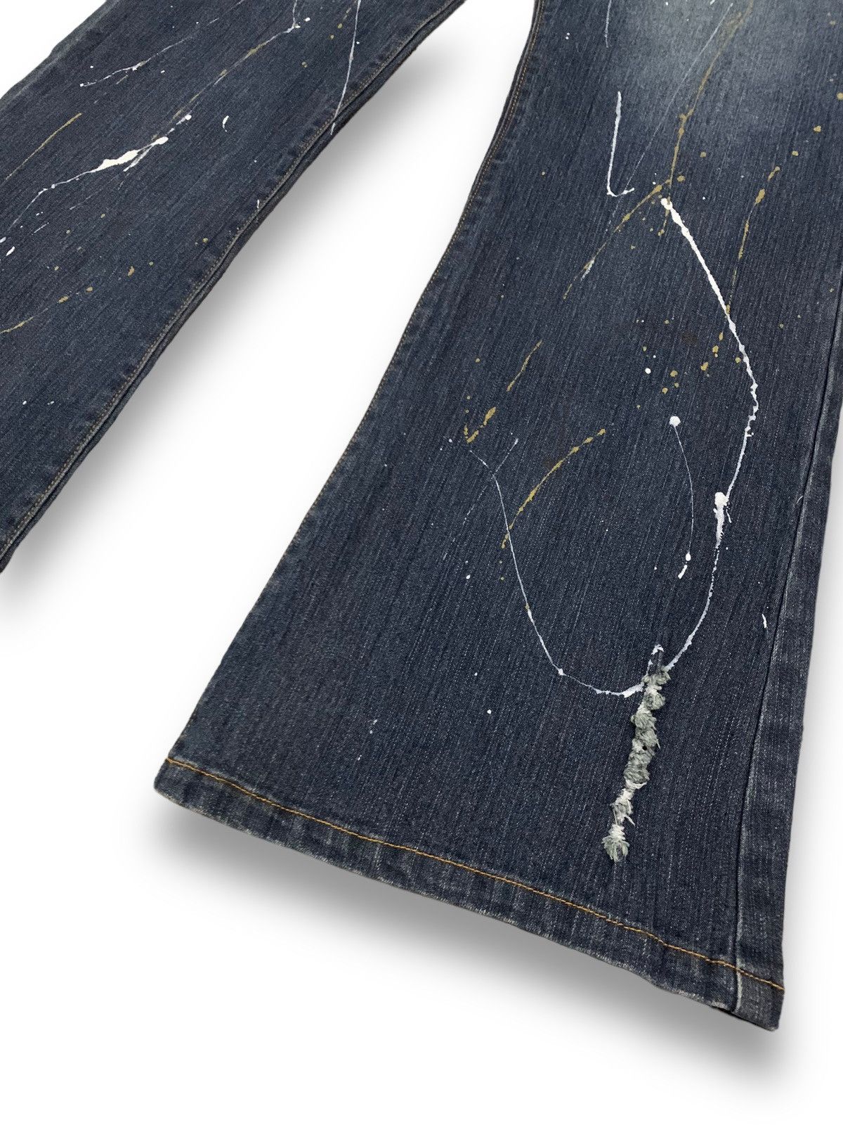 Japanese Brand Japanese Brand Blue Wash Painted Splatter Flare Grunge Jeans Size US 36 / EU 52 - 10 Thumbnail