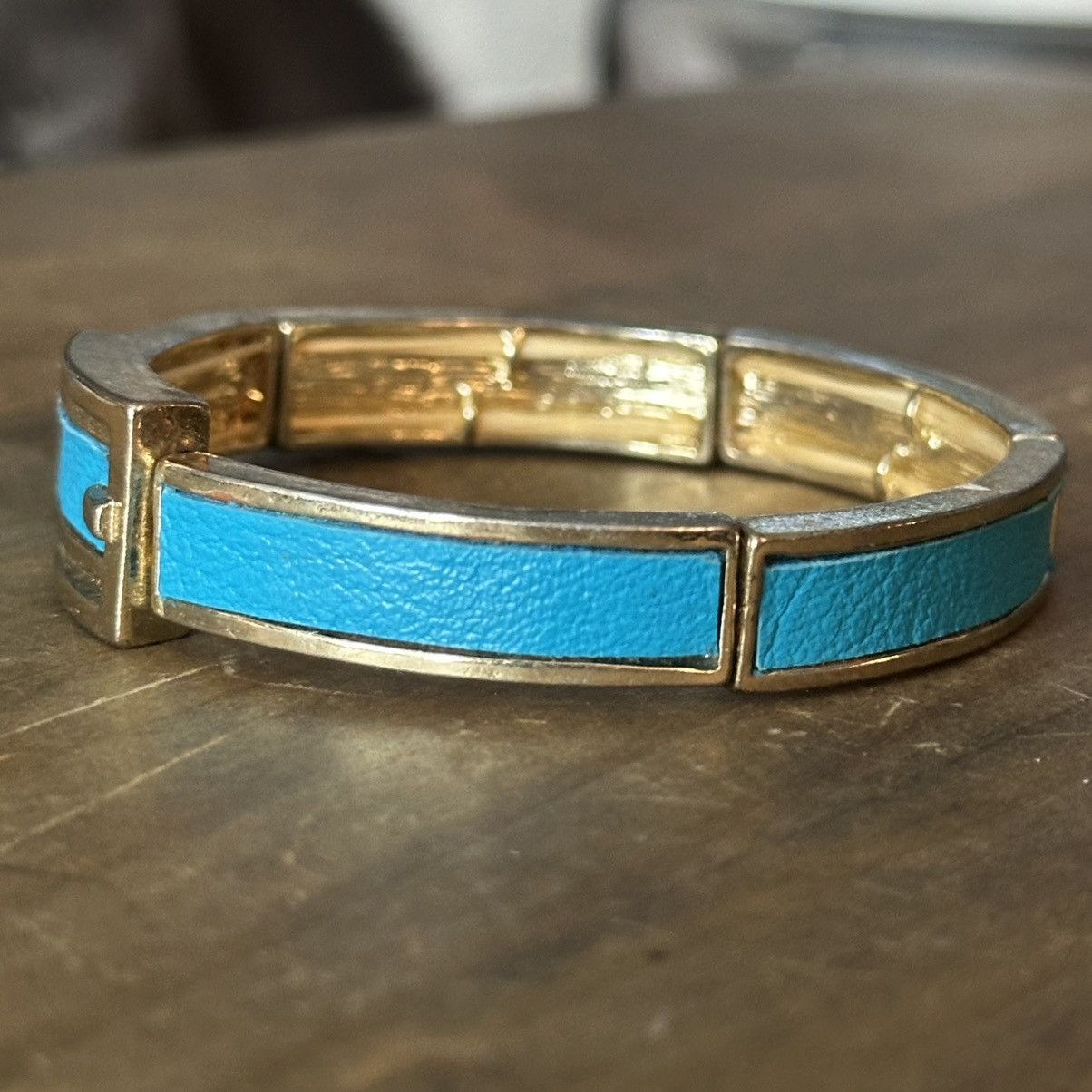 Other Turquoise color leather inlay buckle stretch bracelet Size ONE SIZE - 6 Thumbnail