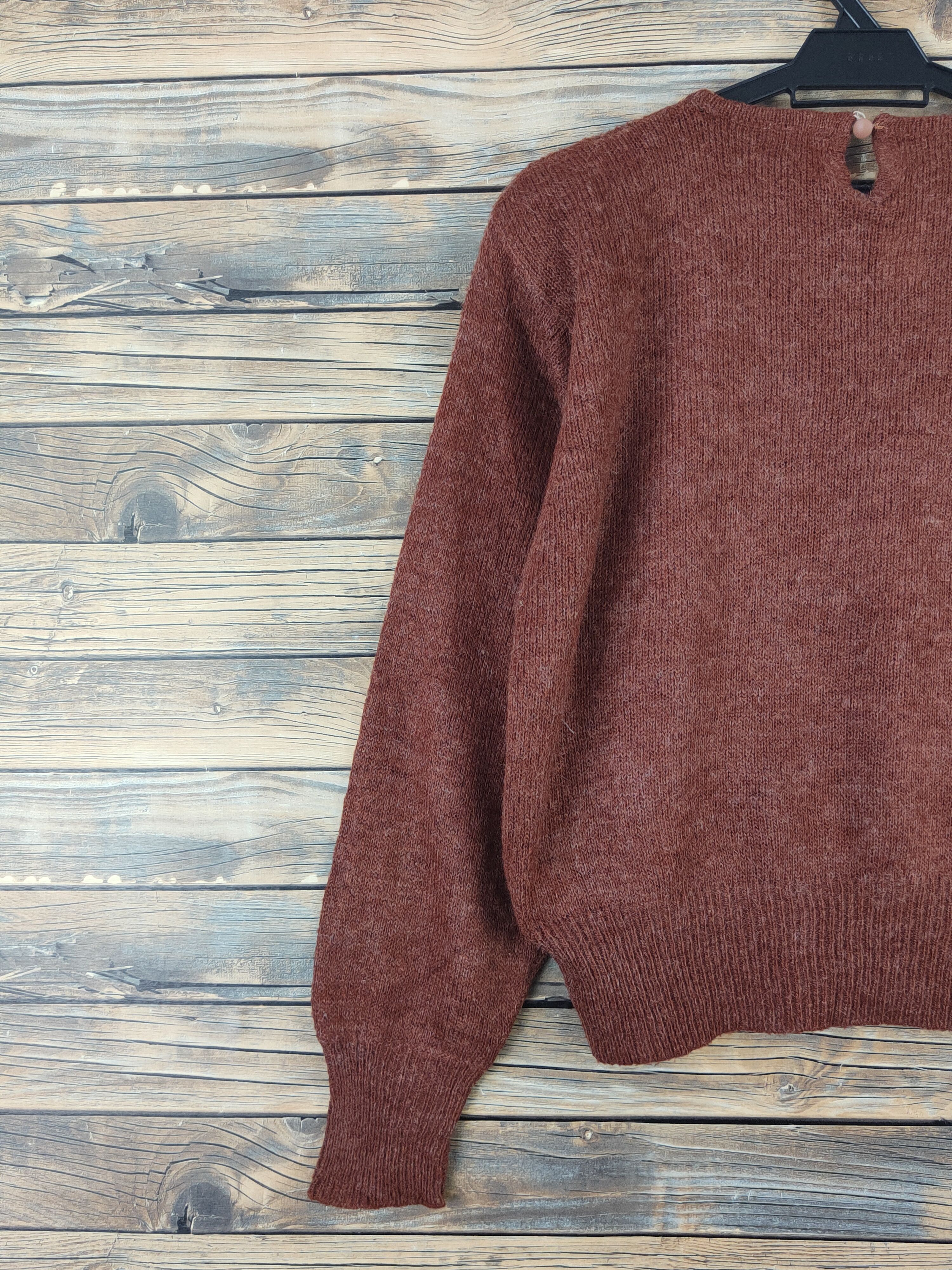 Homespun Knitwear Air Woeld Dark Brown art vintage Knitwear Crop Tops #W1106 Size L / US 10 / IT 46 - 9 Thumbnail