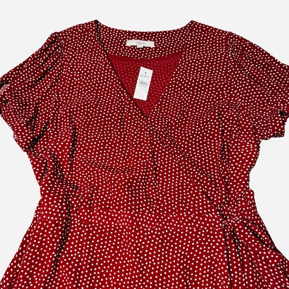 Loft NWT New LOFT Red Polka Dot Wrap Romper Dress Size 18 Size 40" / US 18 - 3 Thumbnail