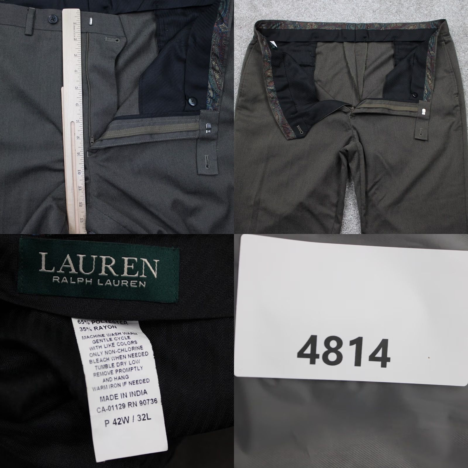 Ralph Lauren LAUREN Ralph Lauren Dress Pants Mens 42x32 Brown Flat Front Polyester/Rayon Dress Pants Mens 42 Brown Regular N/A Size US 42 / EU 58 - 8 Thumbnail