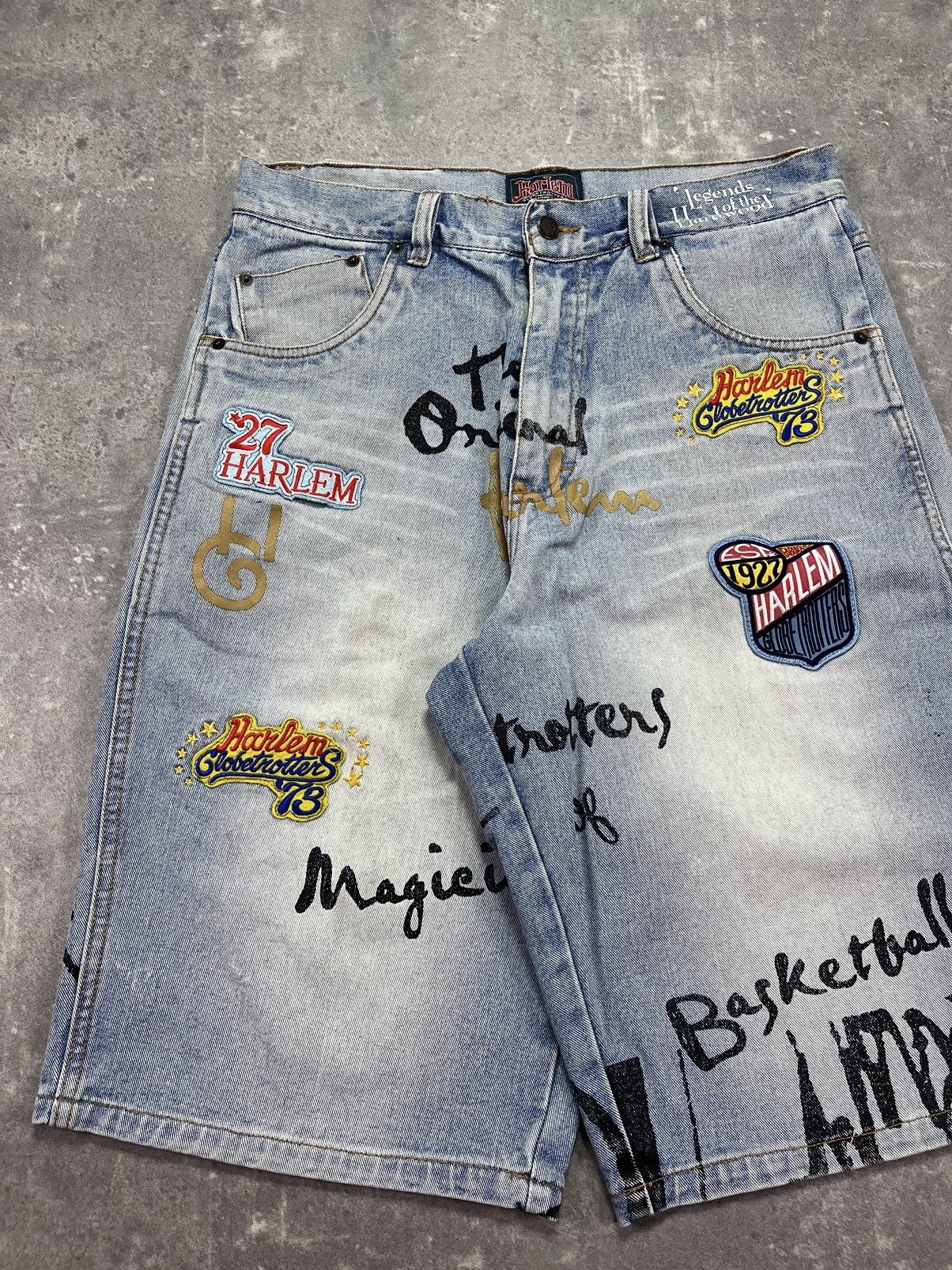 Fubu Platinum Fubu Harlem Globetrotters Printed Baggy Denim Jorts Size US 34 / EU 50 - 3 Thumbnail