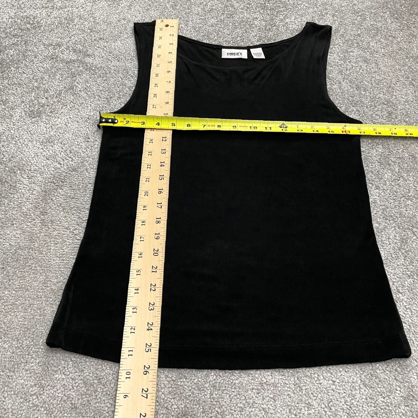 Vintage Chico's Traveler Basic Knitted Tank Top Womens 1 Black Round Neck Stretch Casual Shirt Sleeveless Strappy Logo Regular Size M / US 6-8 / IT 42-44 - 7 Thumbnail