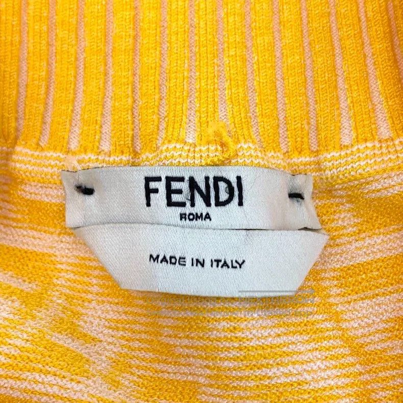 Fendi Fendi Yellow logo letter full-printed casual knit half-ski Size 24" / US 00 / IT 34 - 5 Thumbnail