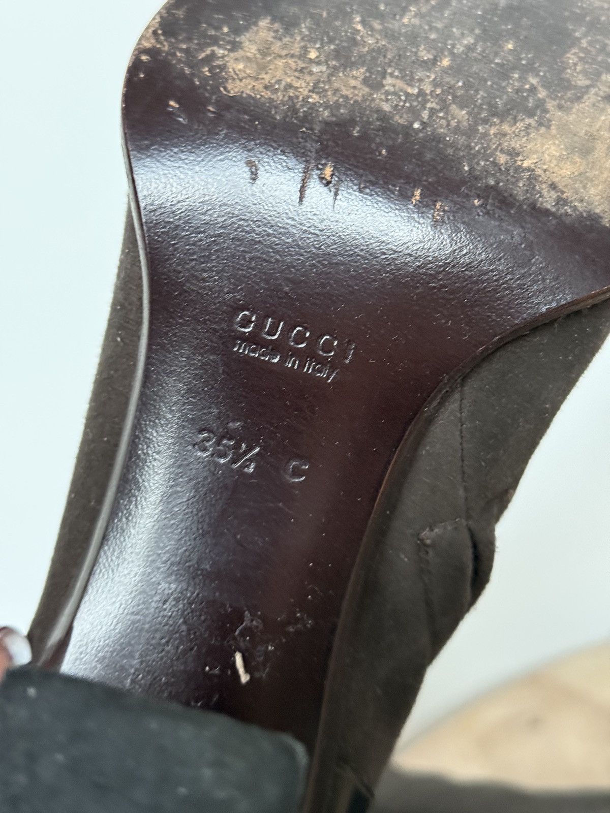 Gucci × Vintage Gucci Suede Dark Brown Riding Boots Squared Toe Heels Size US 5.5 / IT 35.5 - 10 Thumbnail