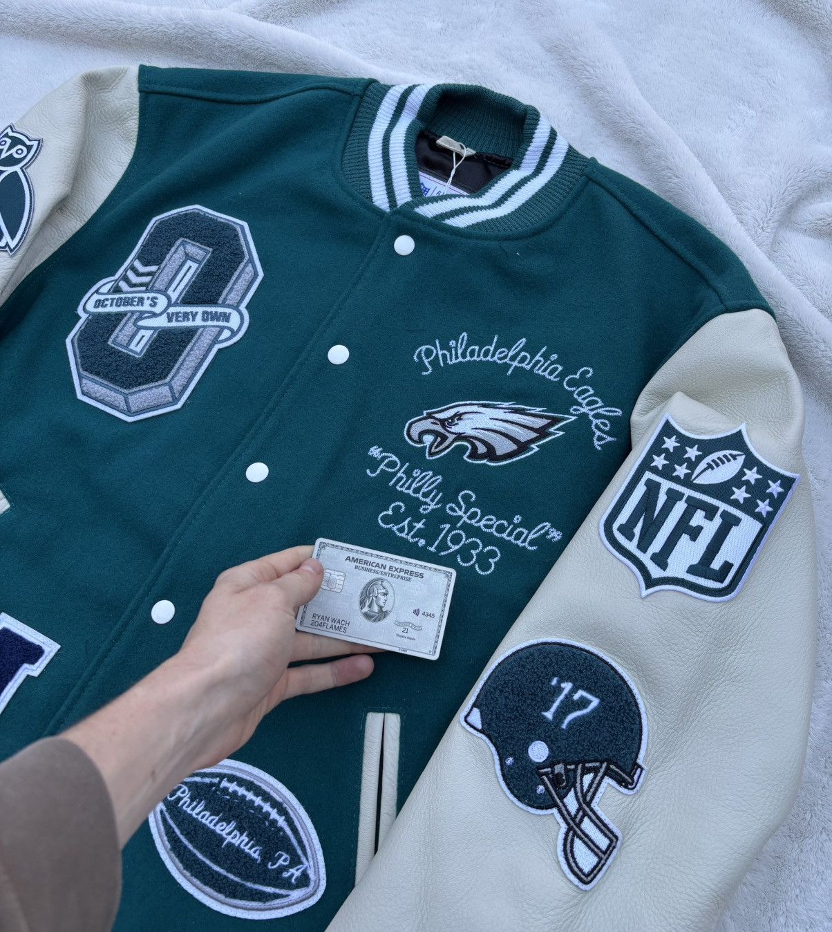 NFL × October's Very Own OVO x NFL Philadelphia Eagles Varsity Jacket Size US M / EU 48-50 / 2 - 2 Thumbnail