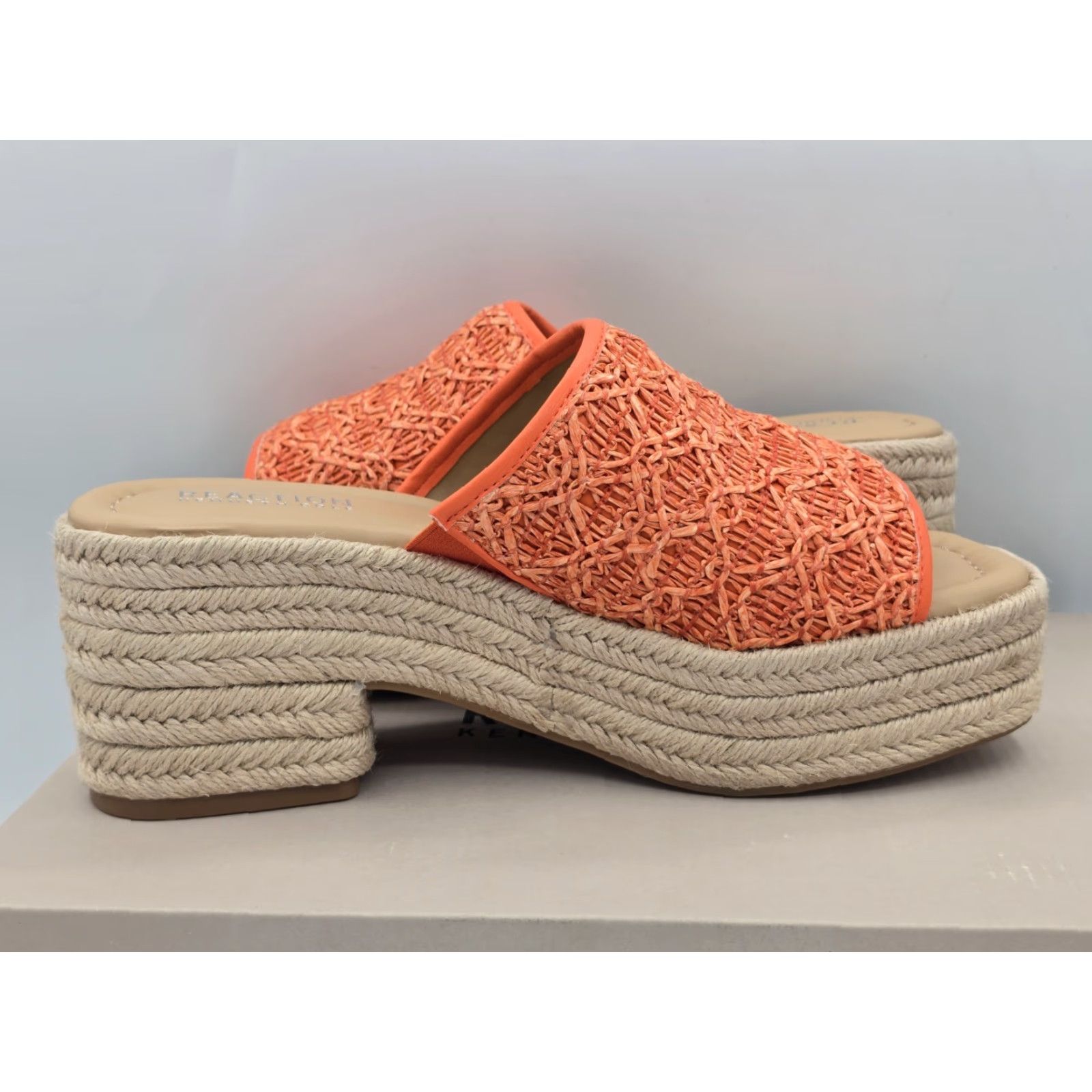 Kenneth Cole KENNETH COLE REACTION Women's Elissa Sandal Orange Raffia Sz 7 M - NIB - Heels - 7 - Orange - Womens - Raffia Size US 7 / IT 37 - 6 Thumbnail