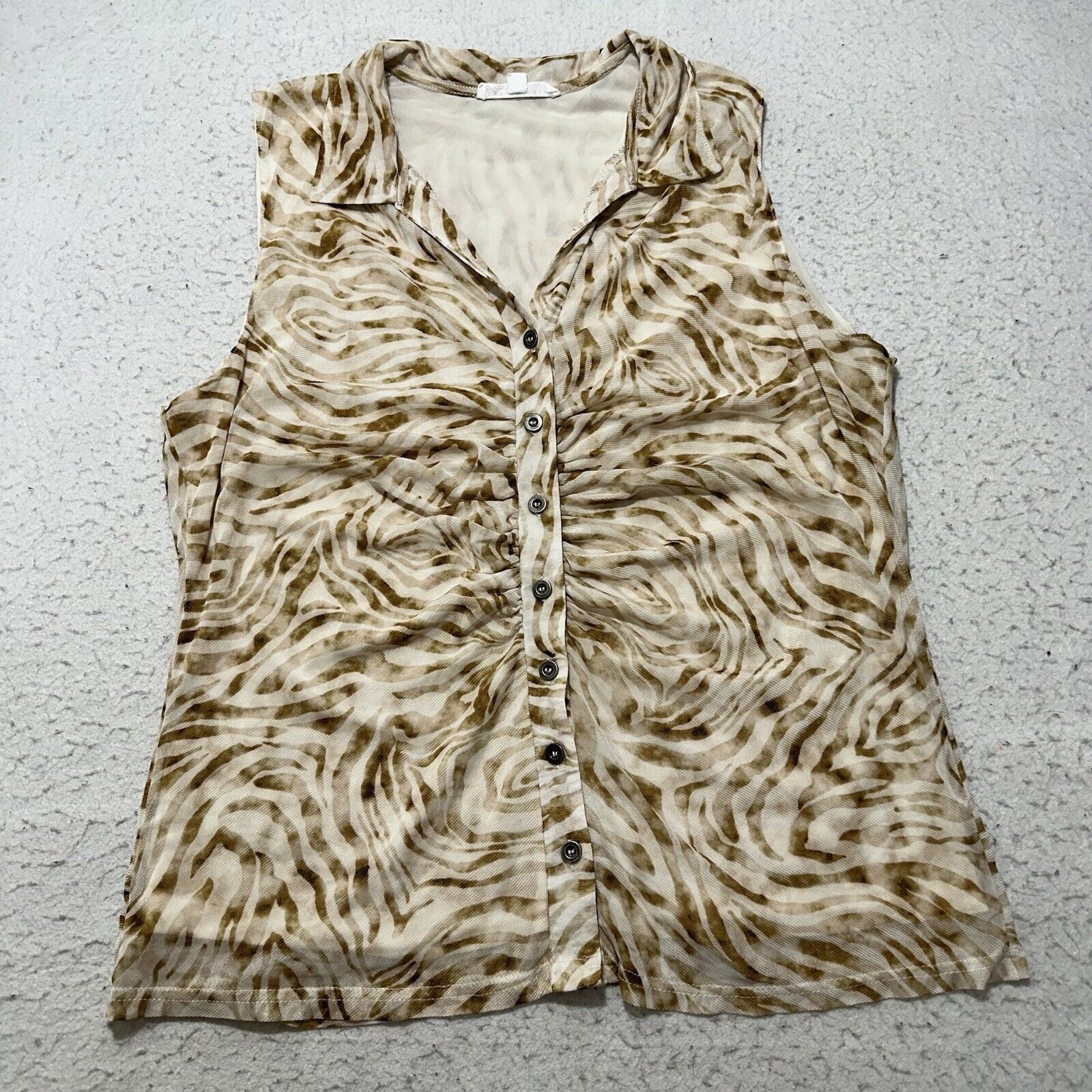 Other Jane Delancy Large Button Down Blouse Animal Print Tank Top Size L / US 10 / IT 46 - 1 Thumbnail
