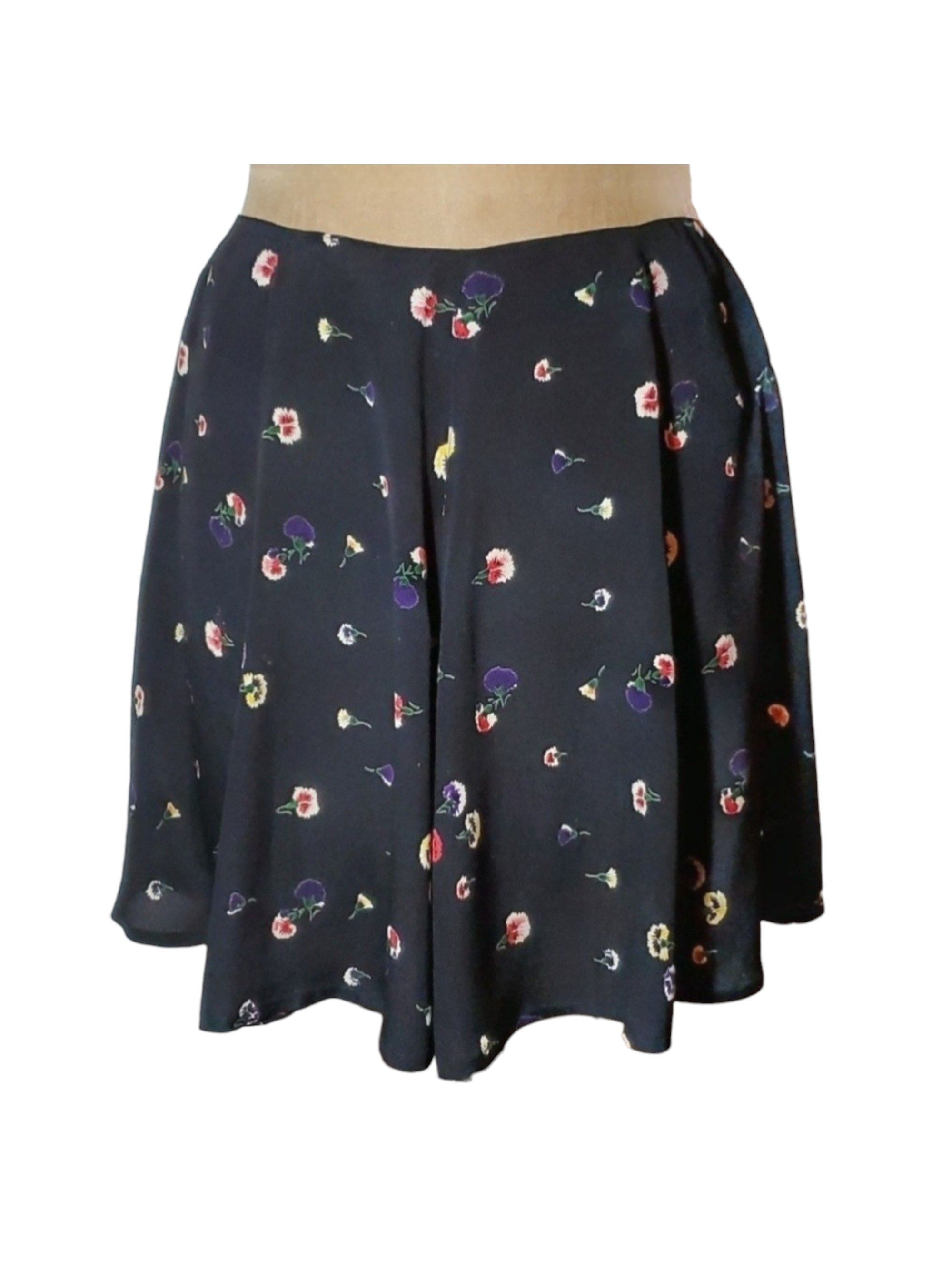 Warehouse Warehouse Size M Skirt Vintage Black Chiffon Flowers Ditzy Size 32" / US 10 / IT 46 - 2 Thumbnail