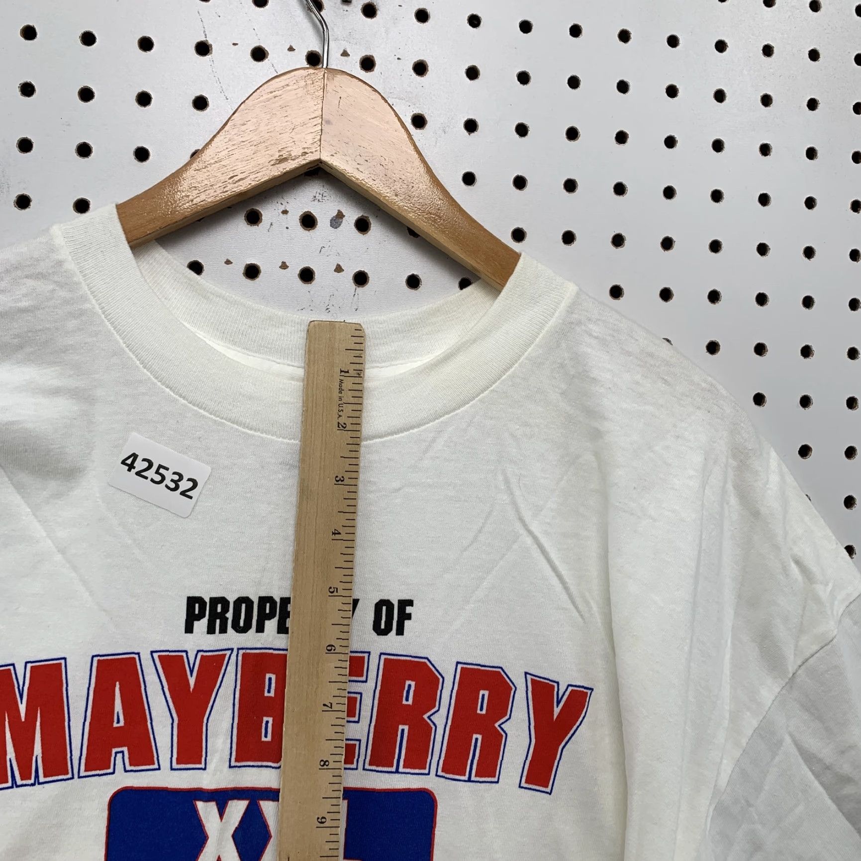 Vintage VTG 90s Mayberry University Shirt Mens XL White Graphic Print Crew Neck Short Sleeve USA Size US XL / EU 56 / 4 - 5 Thumbnail