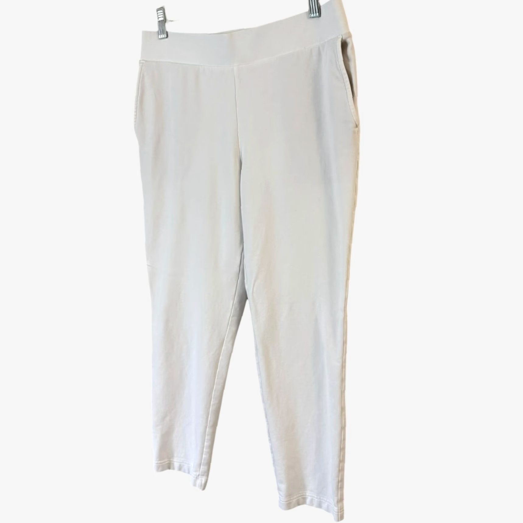 J. Jill J. Jill Pure Affinity French Terry Pants White Slim-Leg Crop Pull-On Women Small Size 28" / US 6 / IT 42 - 2 Thumbnail