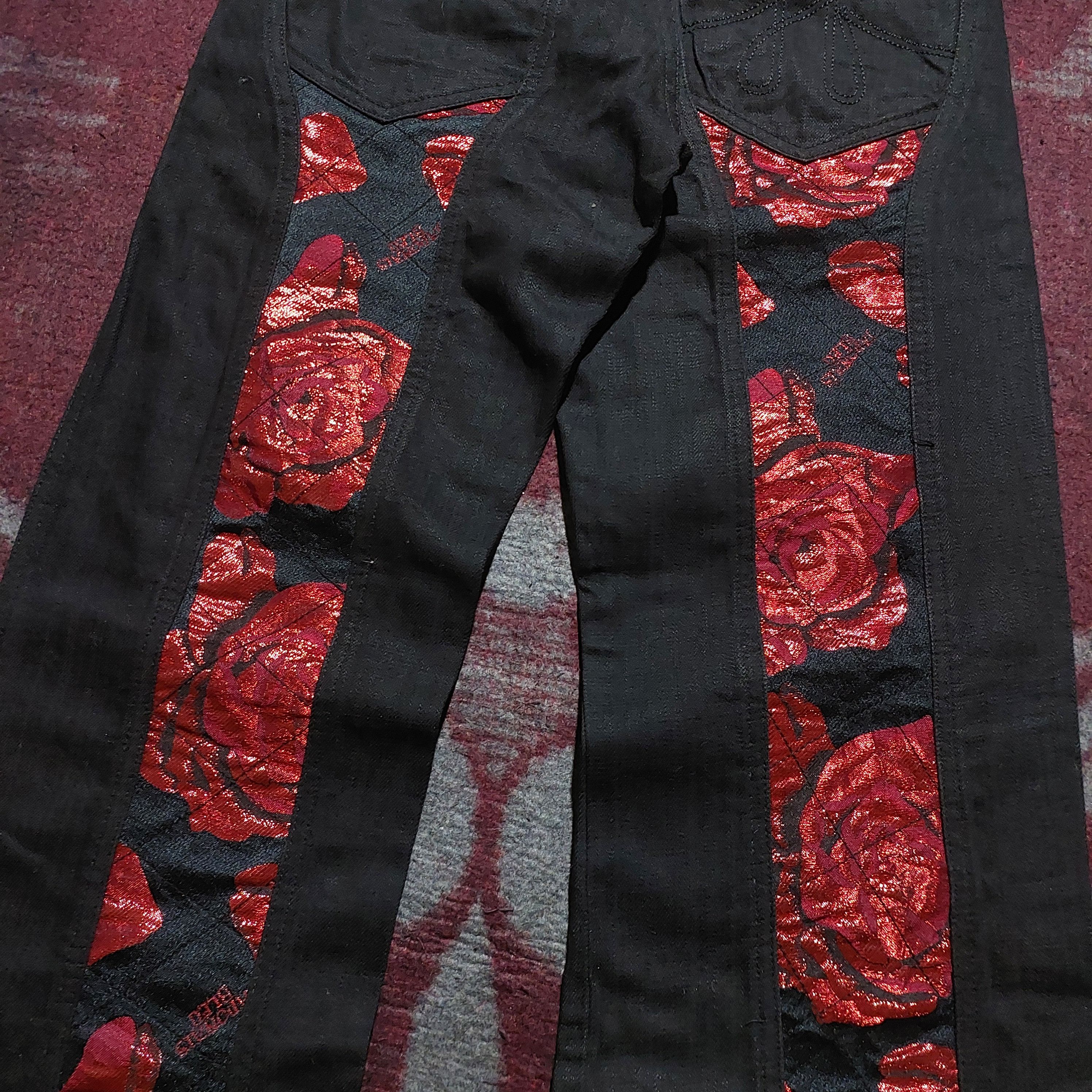 Tornado Mart Japanois Bleu red rose embroidered black denim Size US 30 / EU 46 - 9 Thumbnail