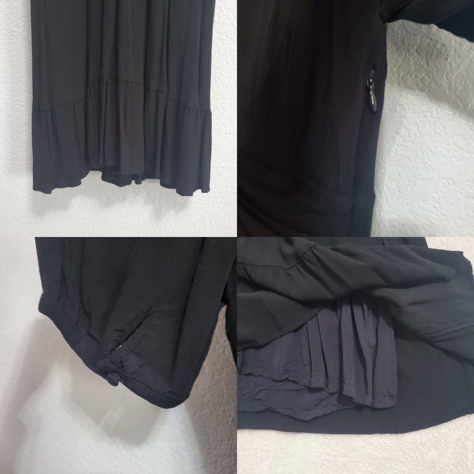 Anthropologie Anthropologie Maeve Martina Dress Sz 10 Black V Neck Belted Short Sleeve Ruffle Size 32" / US 10 / IT 46 - 8 Thumbnail