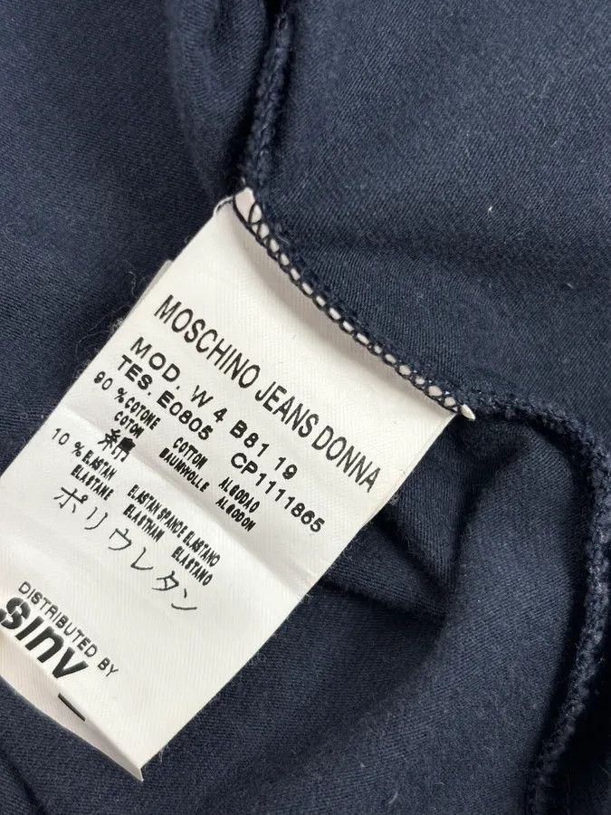 Moschino 2000s Moschino Navy Mona Lisa Studded Graphic Longsleeve T-Shirt Size US XS / EU 42 / 0 - 10 Thumbnail