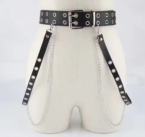 Leather Punk Gothic Style Double-breasted Buttonhole Belt Size ONE SIZE - 1 Thumbnail