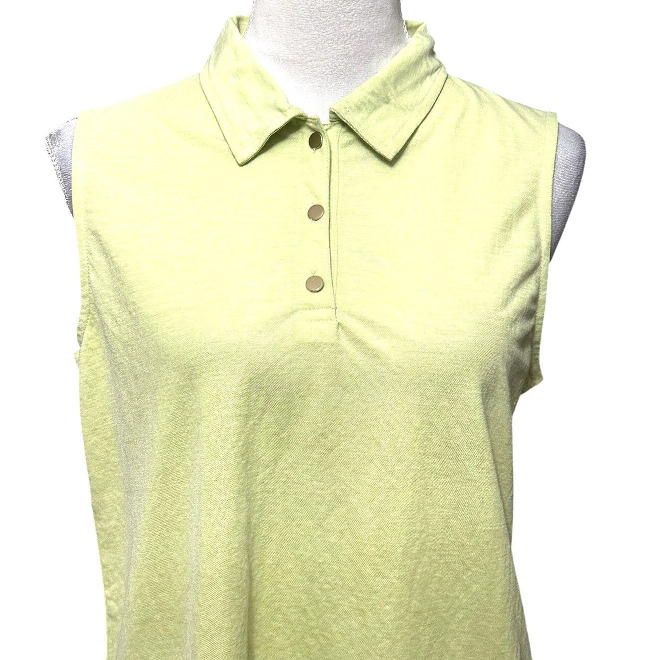 Jones New York Jones New York Sleeveless Tank Top Placket Yellow Green W M Size M / US 6-8 / IT 42-44 - 3 Thumbnail