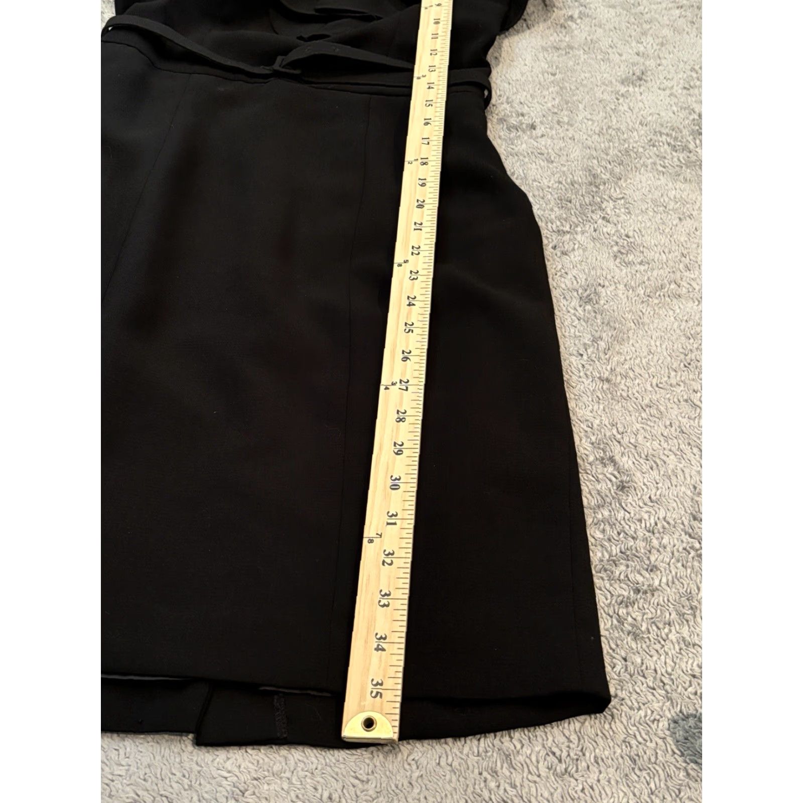 Calvin Klein Calvin Klein Dress Size 4 Ruffled V-Neck Sleeveless Belted Black Casual Shirt Women Midi Dress Belted Ruffle 4 Black CK Women Dresses Size S / US 4 / IT 40 - 7 Thumbnail