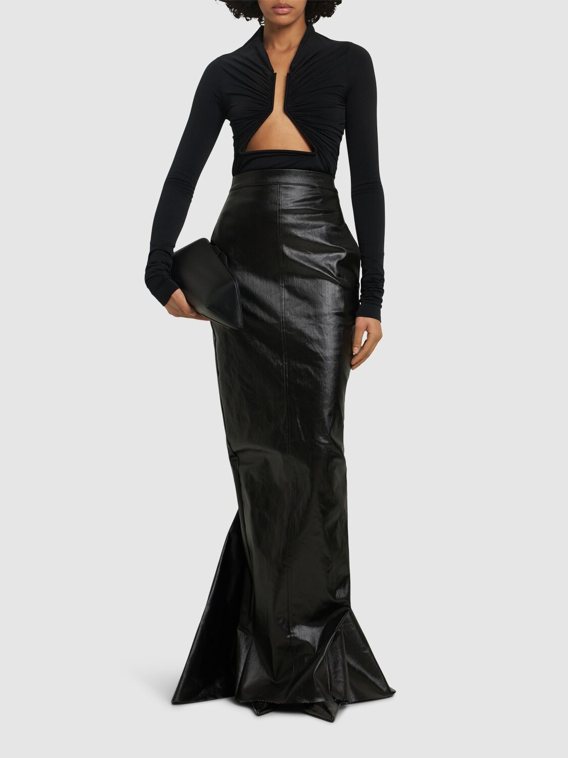 Rick Owens o1mle0426 Jersey Long Sleeve Prong Top in Black Size S / US 4 / IT 40 - 2 Thumbnail