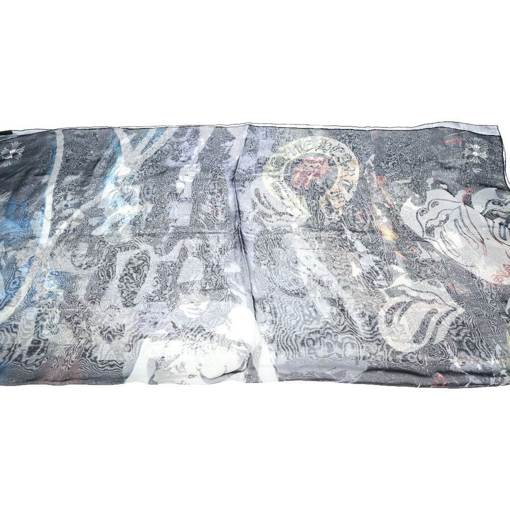 クロムハーツ&ローリングストーンズCHROME ⭐︎SCARF LT SILK blue-silk-chrome-hearts-scarf-