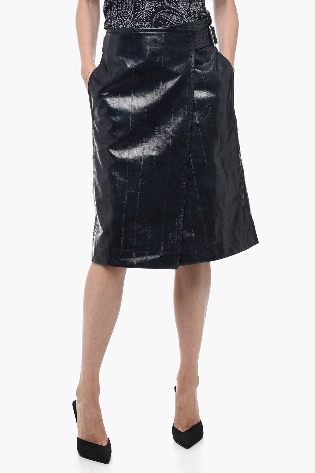Bottega Veneta Leather Midi Skirt with Belt Size XS / US 0-2 / IT 36-38 - 1 Thumbnail
