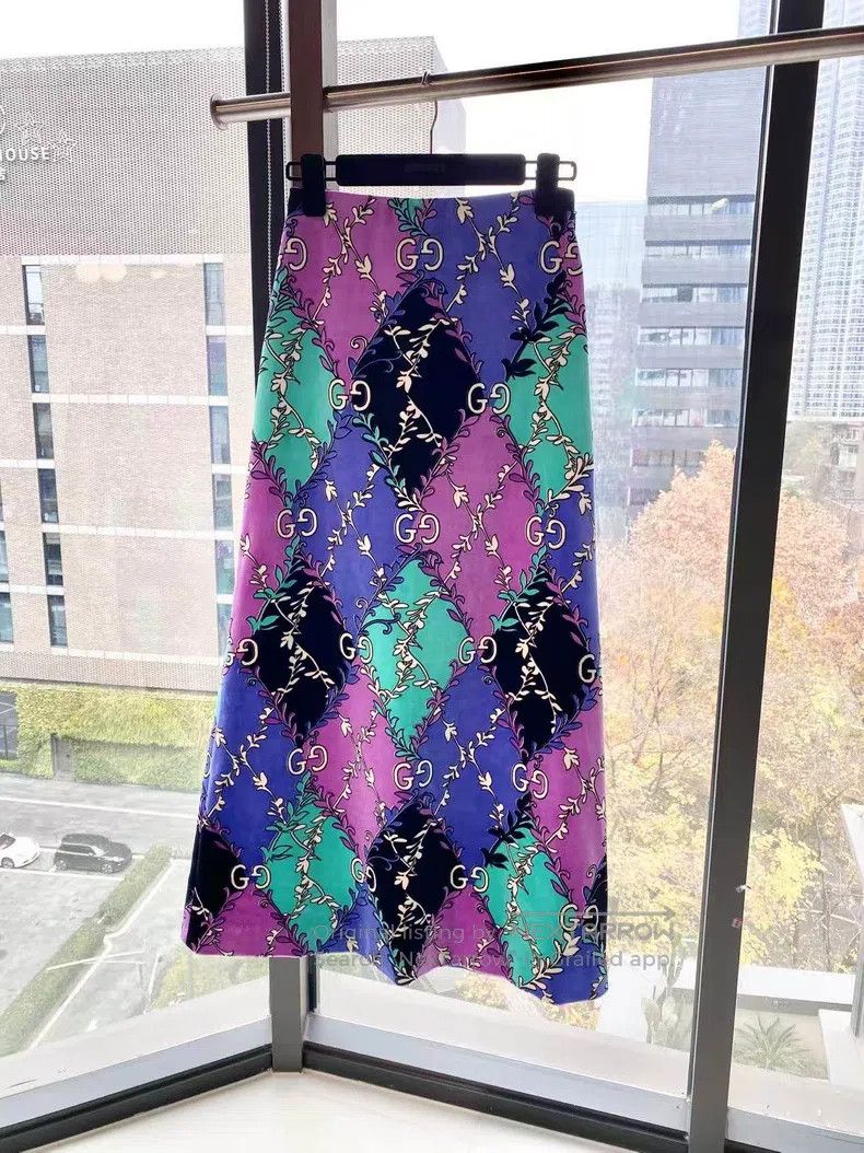 Gucci Gucci Old flower full print colour block silk skirt Size 24" / US 00 / IT 34 - 2 Thumbnail