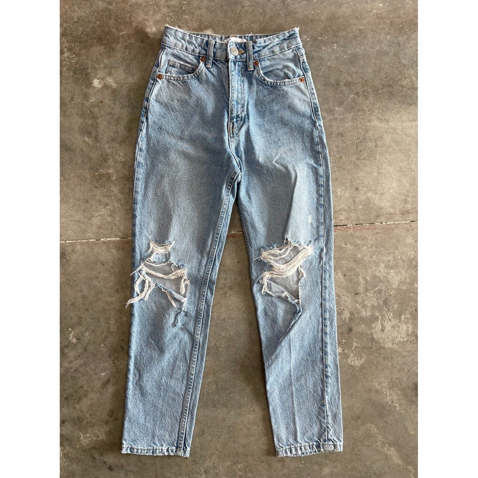 Zara VTG Y2K ZARA WOMENS SKINNY JEANS LIGHT BLUE STONE WASH DISTR Size 25" / US 0 / IT 36 - 1 Thumbnail