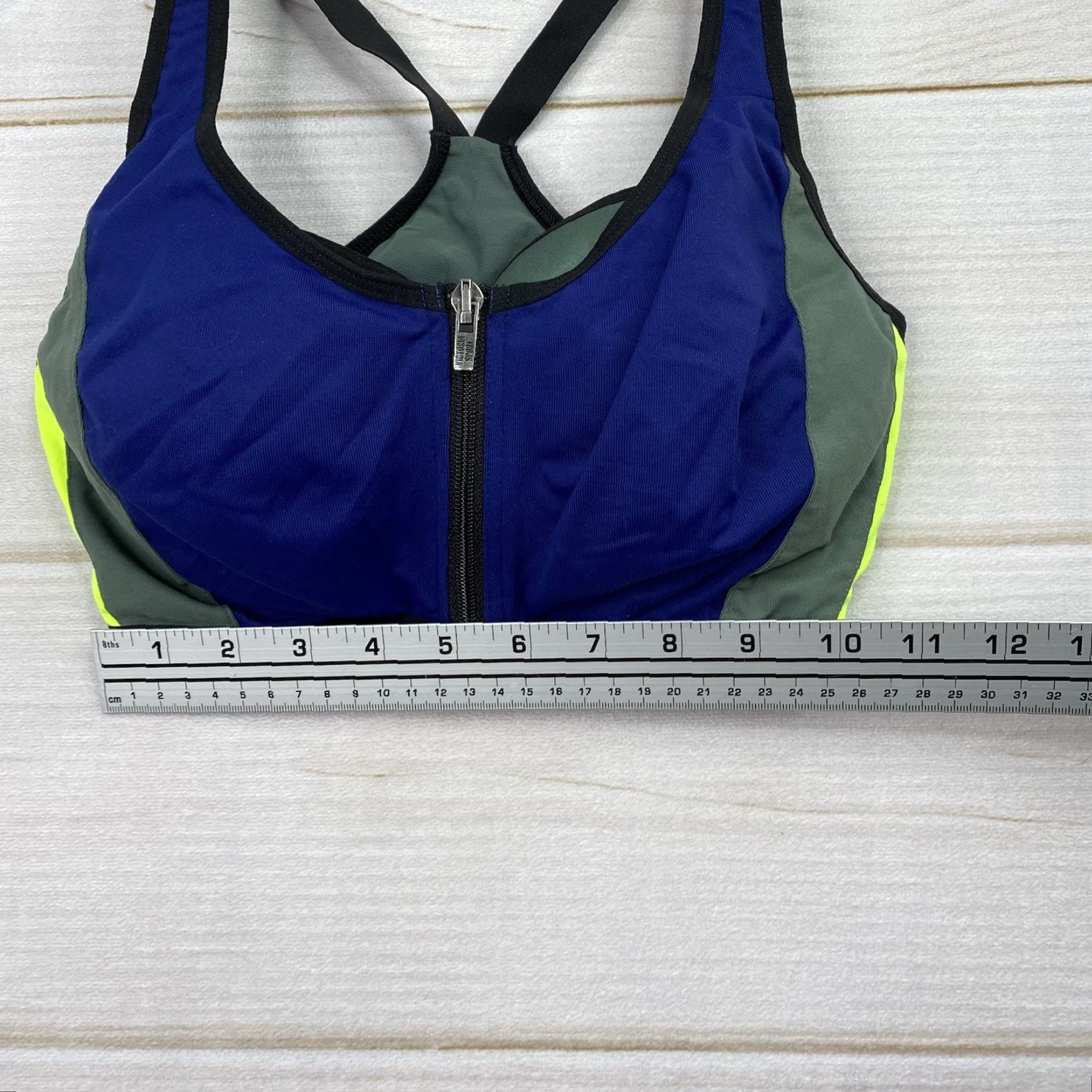 Victoria's Secret Victoria's Secret Sports Bra 34D Multicolor Zip Front T Back Lined Support Gym Shirt Size ONE SIZE - 3 Thumbnail