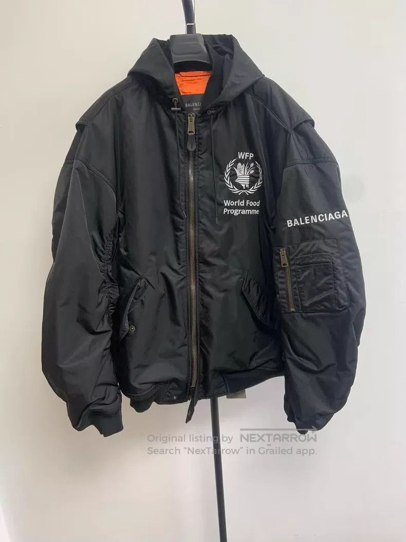 Balenciaga Balenciaga Letter Printed Hooded Zipper Jacket Black Size US M / EU 48-50 / 2 - 1 Thumbnail