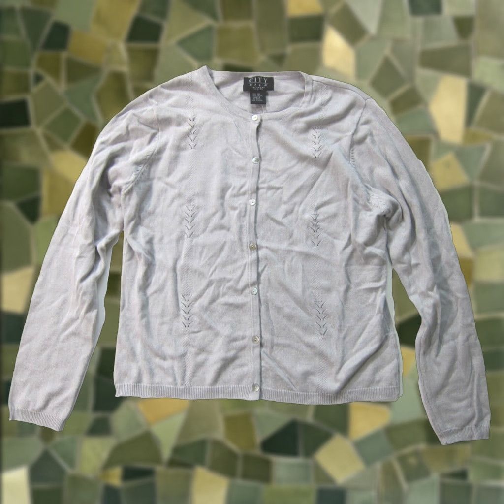 Vintage NWT City Silk Cotton Lightweight Grey Button Down Long Sleeve Cardigan Sweater Petite Small Size S / US 4 / IT 40 - 1 Thumbnail