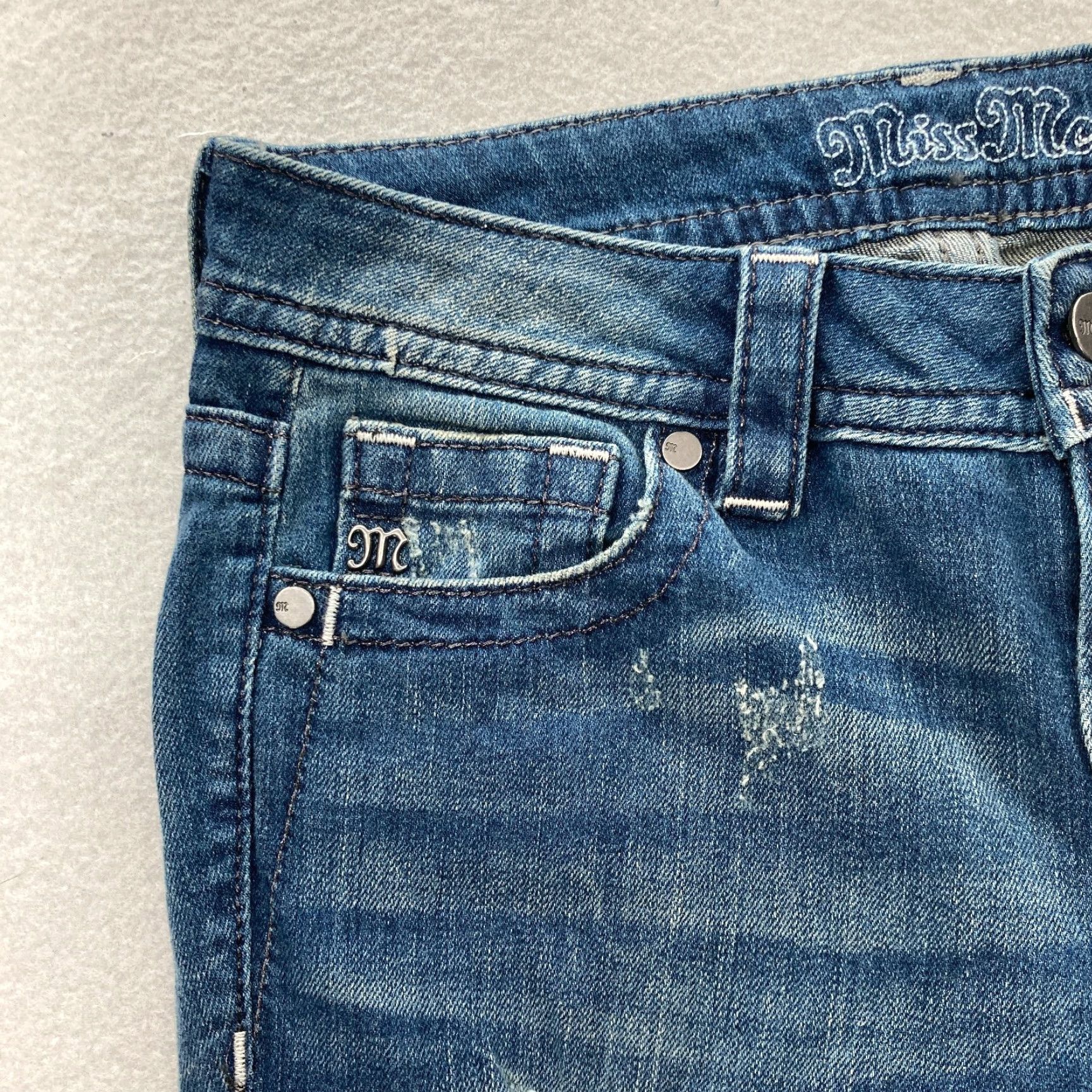 Miss Me Miss Me Skinny Jeans Women's 26 Blue Stretch Denim Paint Splatter Distressed NWT Jeans Size 26" / US 2 / IT 38 - 4 Thumbnail
