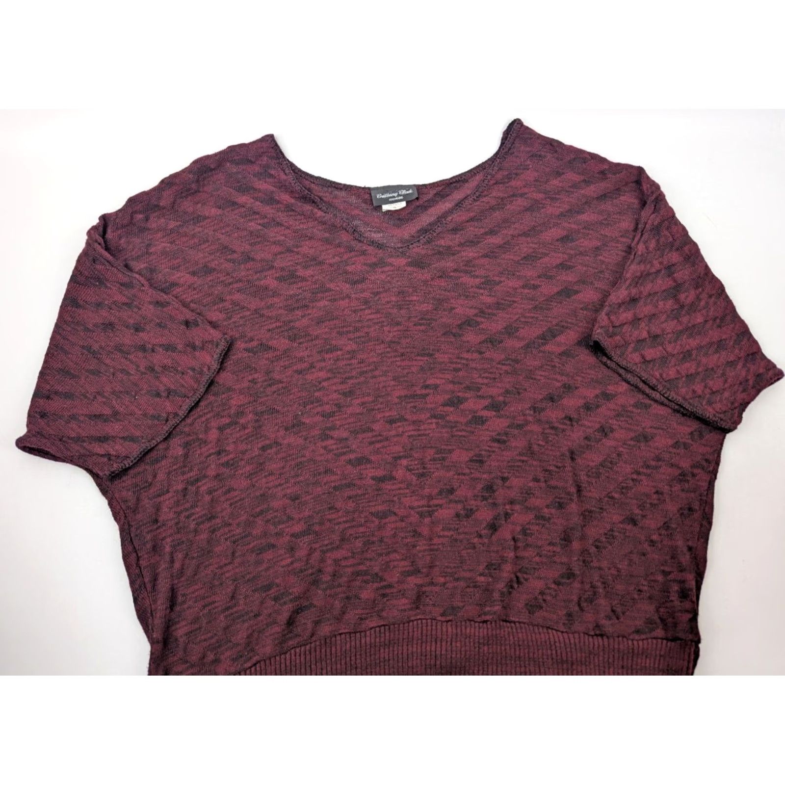 Vintage Brittany Black Top Dolman Sleeve V-Neck 3X Acrylic Knit Dark Maroon Pullover Casual Womens Plus Size Size XXL / US 16-18 / IT 52-54 - 6 Thumbnail
