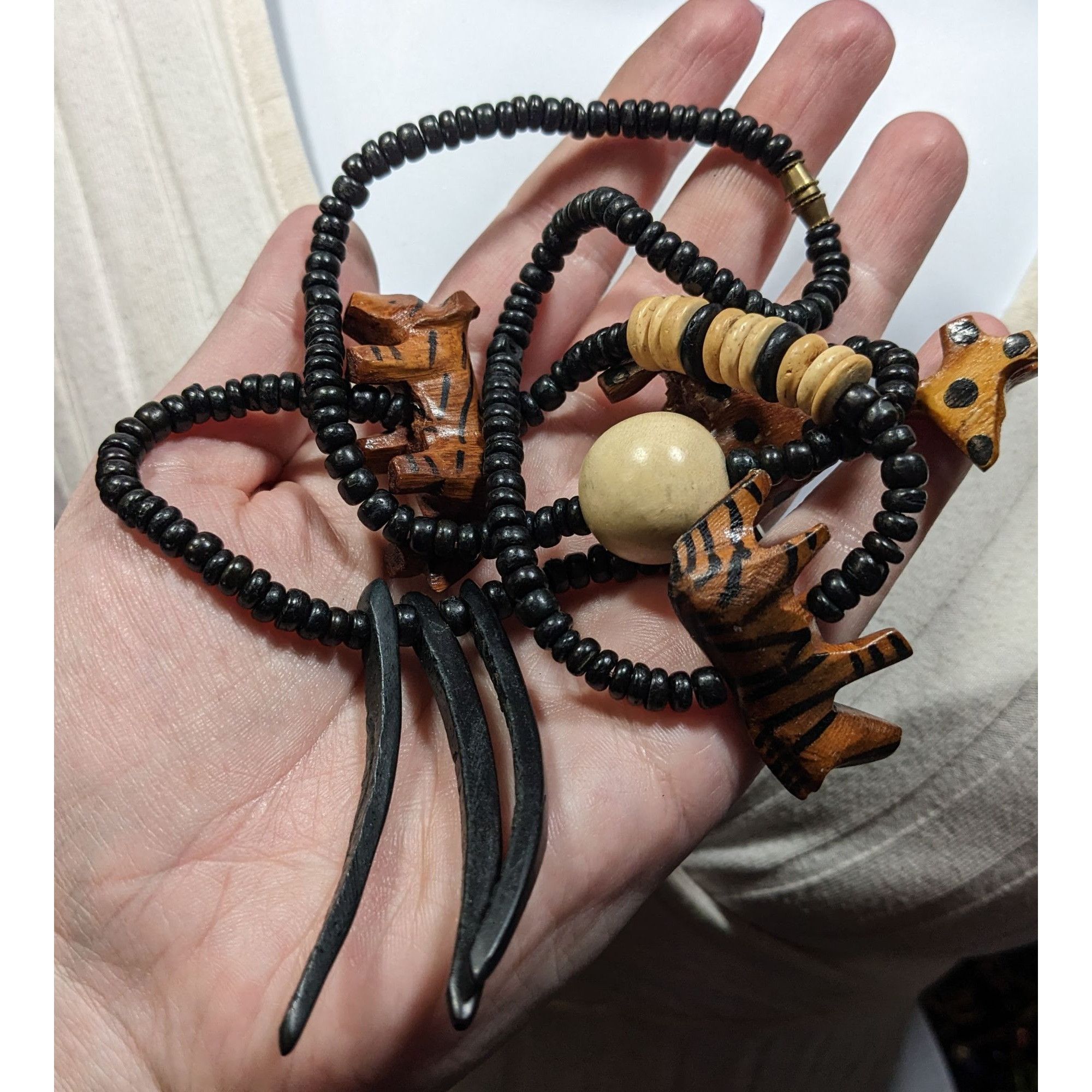 Other Vintage Handmade Wooden Carved African Fetish Beaded Necklac Size ONE SIZE - 4 Thumbnail