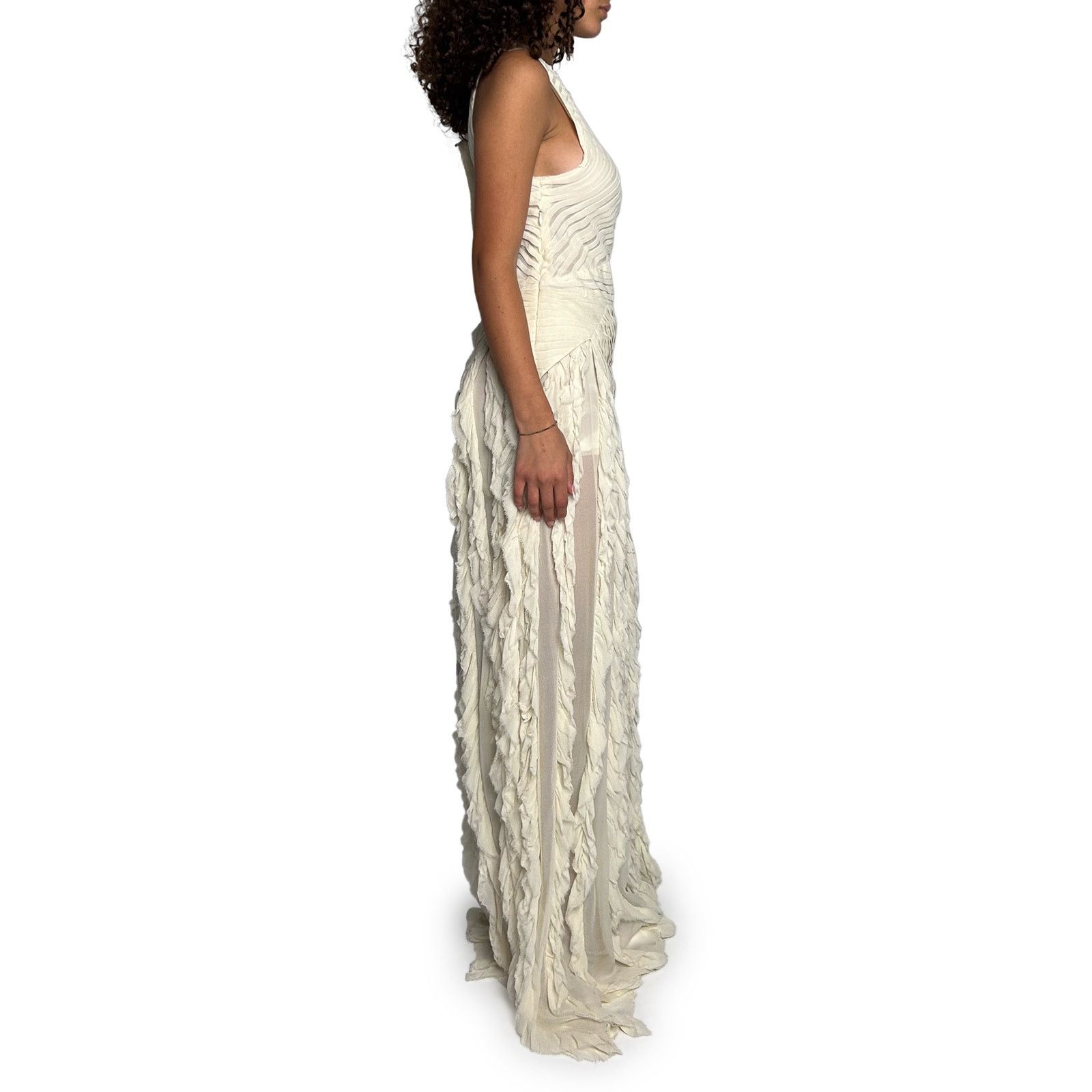 Flannel White Maxi Dress Size L / US 10 / IT 46 - 3 Thumbnail