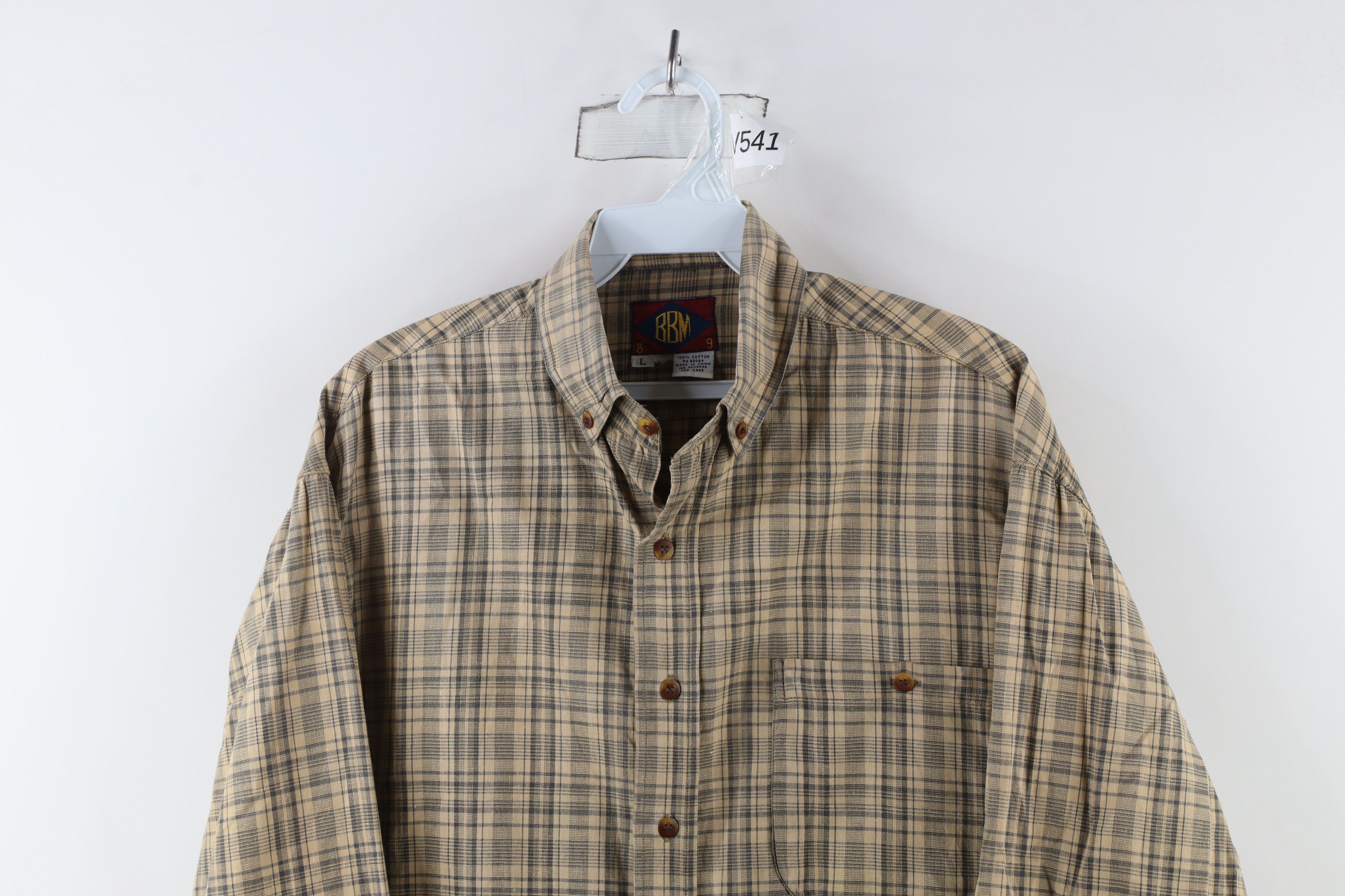 Vintage Vintage 90s Streetwear Button Down Shirt Beige Plaid Size US L / EU 52-54 / 3 - 2 Thumbnail