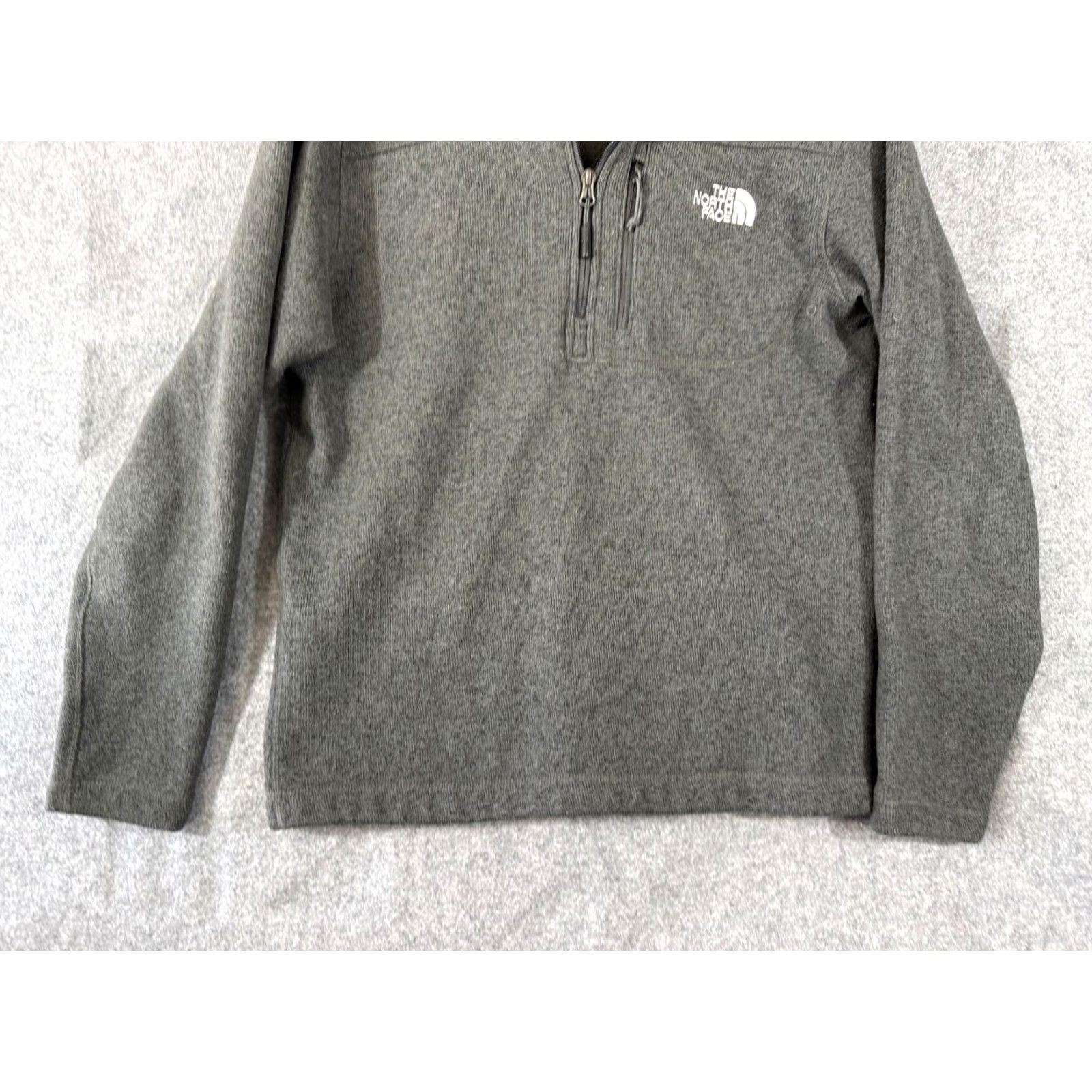 The North Face The North Face Fleece Jacket M Heather Gray Mens Quarter Zip Lined Stand Up Neck Pullover Logo Jacket Size US M / EU 48-50 / 2 - 4 Thumbnail