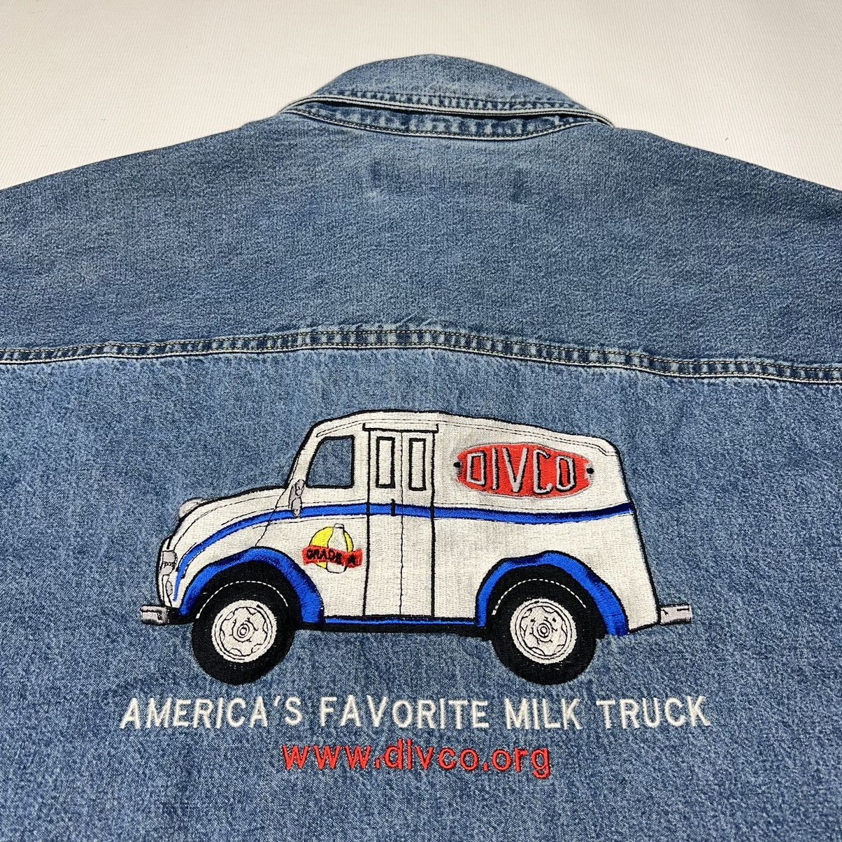 Lee × Vintage VTG Lee Denim Shirt Blue Button Down Embroidered Divco Size US XXL / EU 58 / 5 - 15 Thumbnail