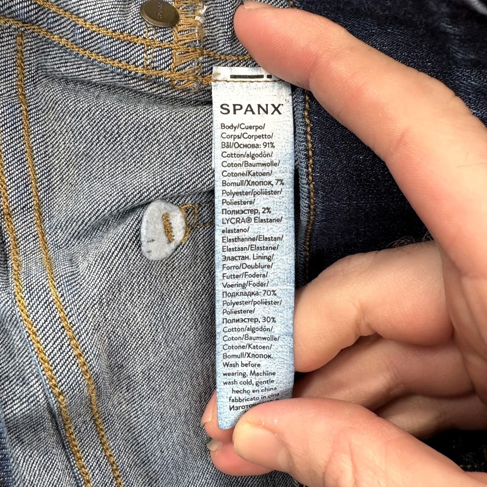 Spanx VINTAGE Spanx Pull On Skinny Jeans Womens Medium Dark Wash Blue Mid Rise Stretch Denim Size 32" / US 10 / IT 46 - 5 Thumbnail