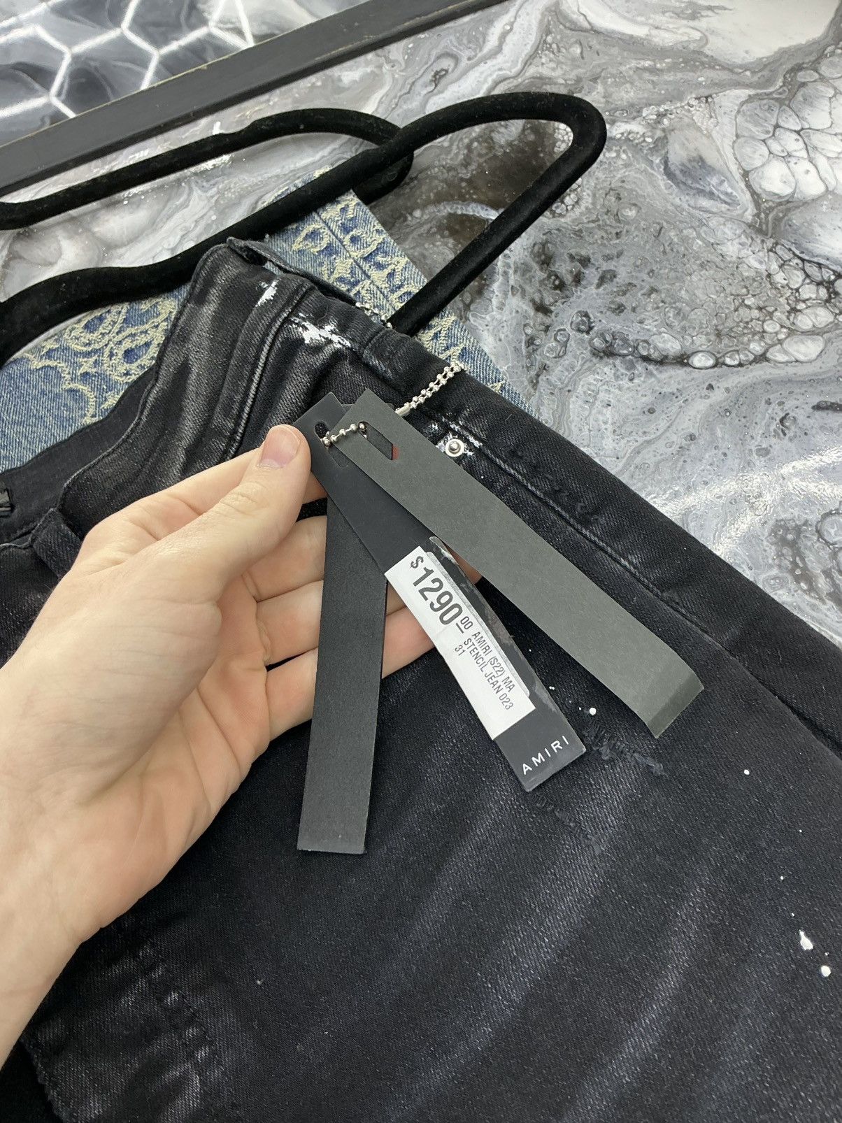 Amiri Amiri Stencil Denim Jeans Black Size 31 Size US 31 - 12 Thumbnail