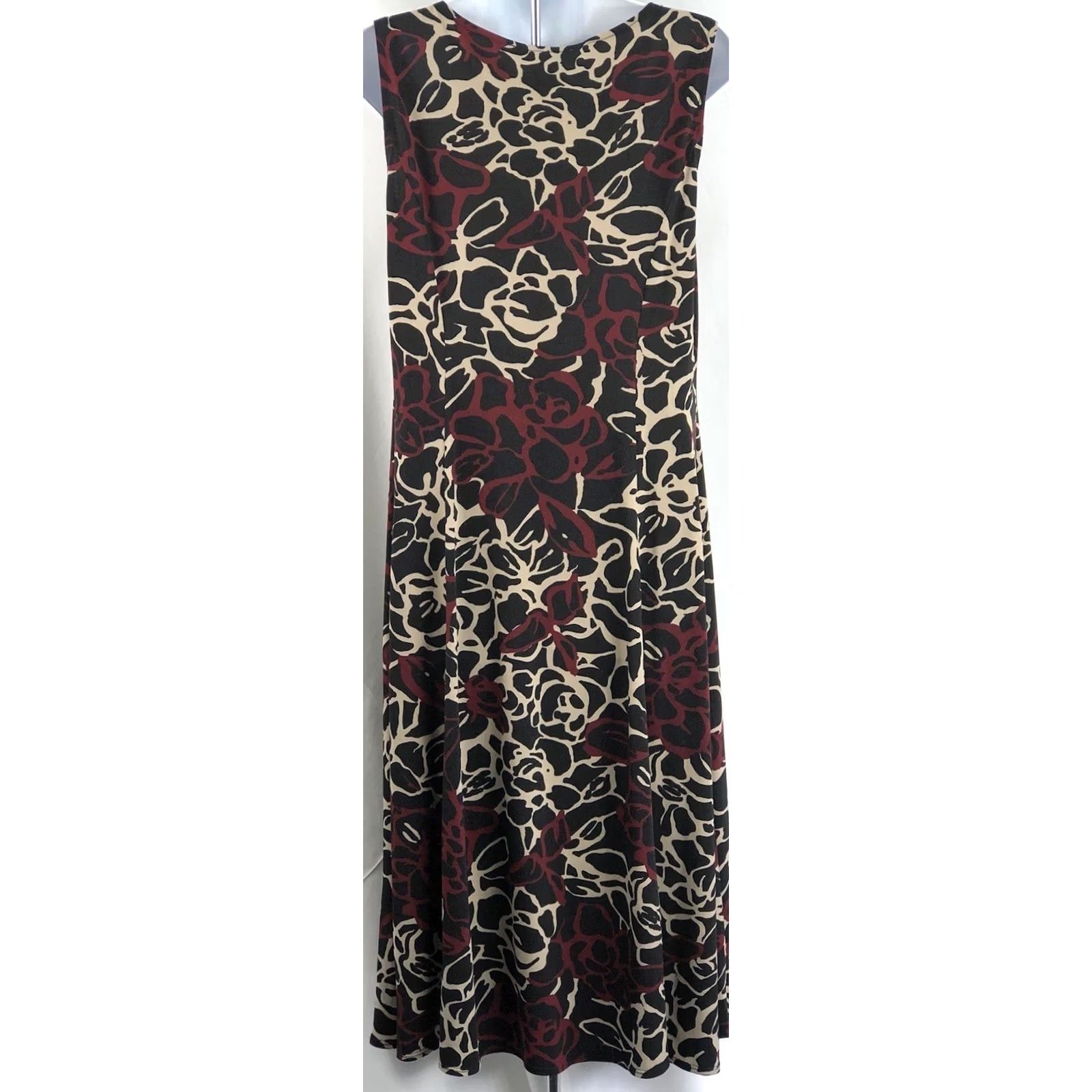 Vintage Danny & Nicole Sleeveless A-Line Midi Dress 10 Red Geo Fit & Flare Womens Vintage No XS Size L / US 10 / IT 46 - 3 Thumbnail