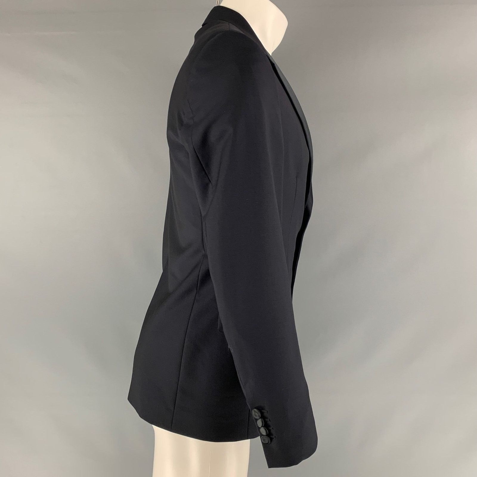 Prada Regular Navy Solid Wool Mohair Notch Lapel Sport Coat Size 38R - 2 Thumbnail