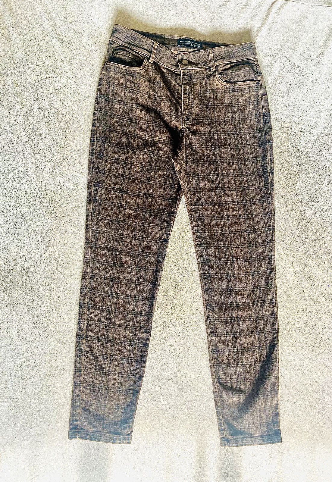 Vintage Peruvian Connection Plaid Denim Jeans (Mocha) - 8 Size 30" / US 8 / IT 44 - 2 Thumbnail