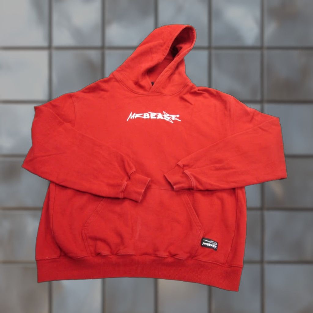 Vintage Mr. Beast Hoodie Mens Large Orange Fleece Pullover Long Sleeve Sweatshirt Size US L / EU 52-54 / 3 - 1 Thumbnail