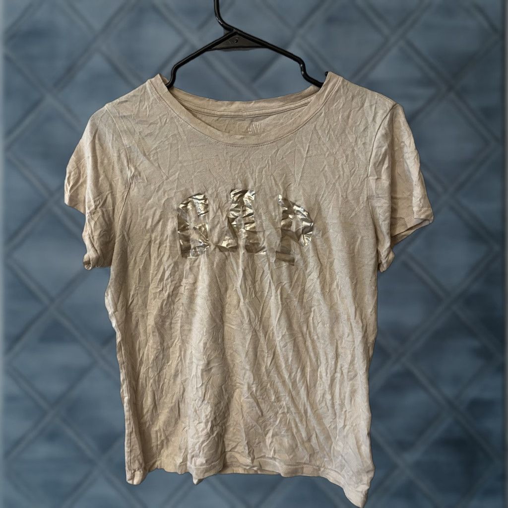 Gap VINTAGE Favorite Women’s T-Shirt Short Sleeve Logo Cotton Jersey Casual S Beige Women's Top Size S / US 4 / IT 40 - 1 Thumbnail